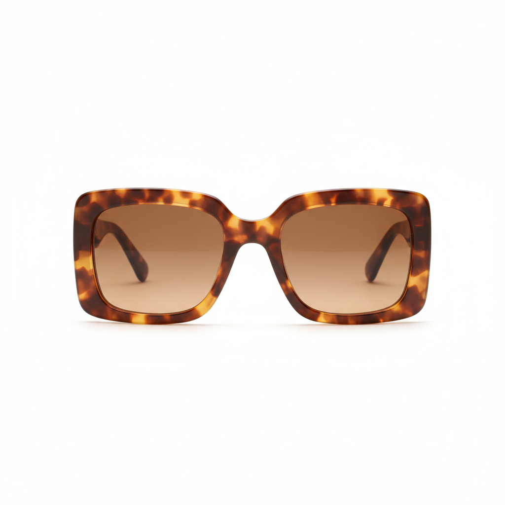Oversized square tortoiseshell sunglasses with gradient brown lenses