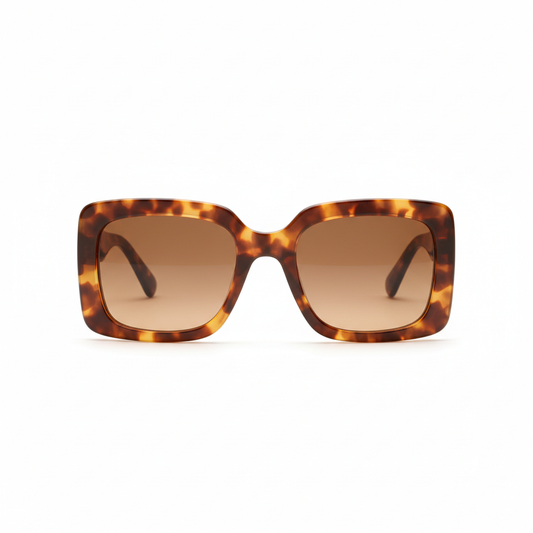 Oversized square tortoiseshell sunglasses with gradient brown lenses
